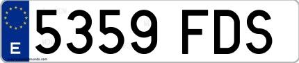Ejemplo de matrícula española 5359 FDS