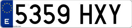 Ejemplo de matrícula de coche ordinaria 5359 HXY