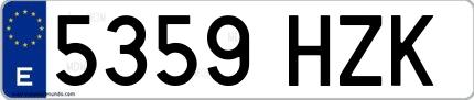 Ejemplo de matrícula española 5359 HZK