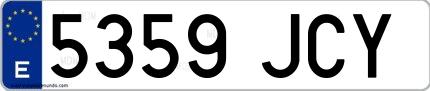 Ejemplo de matrícula española 5359 JCY