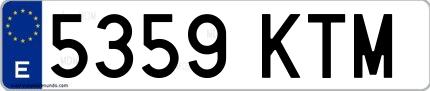 Ejemplo de matrícula española 5359 KTM