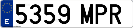 Ejemplo de matrícula de coche ordinaria 5359 MPR
