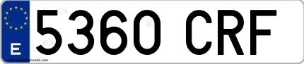 Ejemplo de matrícula española 5360 CRF