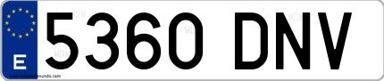 Ejemplo de matrícula española 5360 DNV