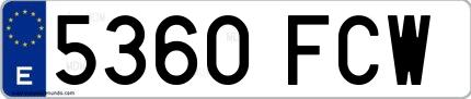 Ejemplo de matrícula española 5360 FCW