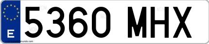 Ejemplo de matrícula española 5360 MHX