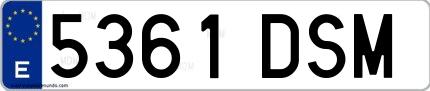 Ejemplo de matrícula española 5361 DSM