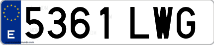 Ejemplo de matrícula de coche ordinaria 5361 LWG