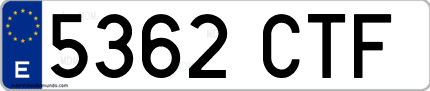 Ejemplo de matrícula de coche ordinaria 5362 CTF