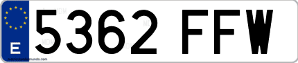 Ejemplo de matrícula de coche ordinaria 5362 FFW