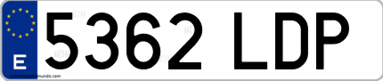 Ejemplo de matrícula de coche ordinaria 5362 LDP