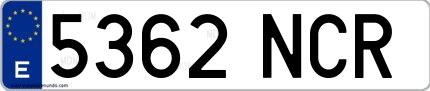 Ejemplo de matrícula española 5362 NCR