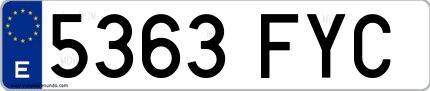 Ejemplo de matrícula española 5363 FYC