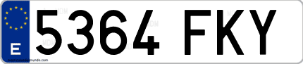 Ejemplo de matrícula de coche ordinaria 5364 FKY