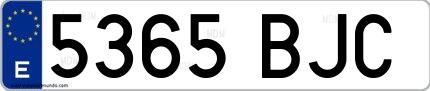 Ejemplo de matrícula española 5365 BJC