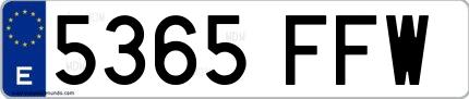 Ejemplo de matrícula española 5365 FFW