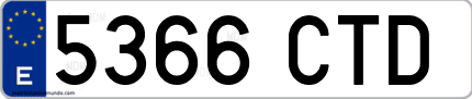 Ejemplo de matrícula de coche ordinaria 5366 CTD