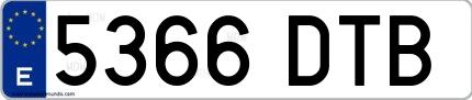 Ejemplo de matrícula española 5366 DTB