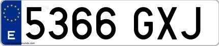 Ejemplo de matrícula española 5366 GXJ