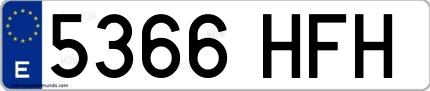 Ejemplo de matrícula española 5366 HFH