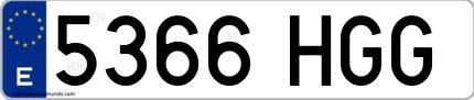 Ejemplo de matrícula española 5366 HGG