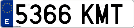 Ejemplo de matrícula de coche ordinaria 5366 KMT
