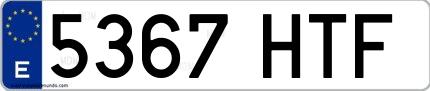 Ejemplo de matrícula española 5367 HTF