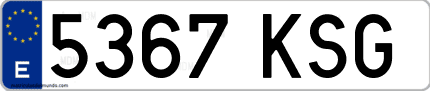 Ejemplo de matrícula de coche ordinaria 5367 KSG