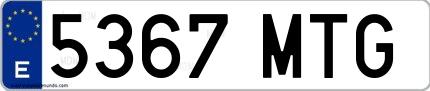 Ejemplo de matrícula española 5367 MTG