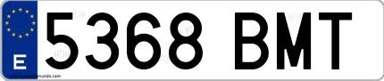 Ejemplo de matrícula española 5368 BMT