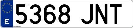 Ejemplo de matrícula española 5368 JNT