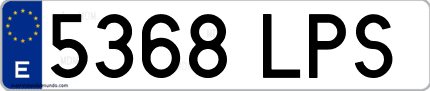 Ejemplo de matrícula de coche ordinaria 5368 LPS