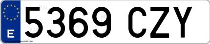 Ejemplo de matrícula española 5369 CZY