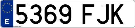Ejemplo de matrícula española 5369 FJK