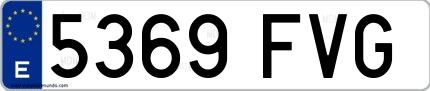 Ejemplo de matrícula española 5369 FVG