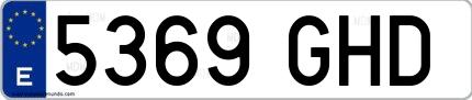 Ejemplo de matrícula española 5369 GHD