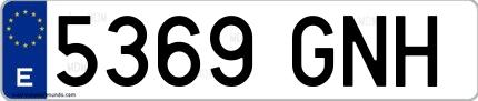 Ejemplo de matrícula española 5369 GNH
