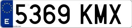 Ejemplo de matrícula española 5369 KMX
