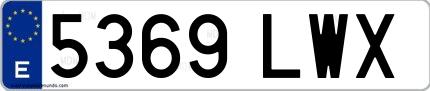 Ejemplo de matrícula española 5369 LWX