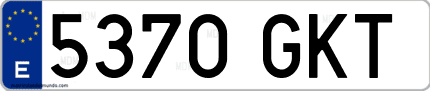 Ejemplo de matrícula de coche ordinaria 5370 GKT