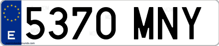 Ejemplo de matrícula de coche ordinaria 5370 MNY