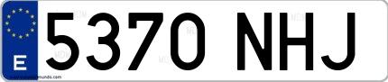 Ejemplo de matrícula española 5370 NHJ