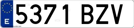 Ejemplo de matrícula española 5371 BZV