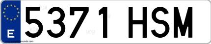 Ejemplo de matrícula española 5371 HSM