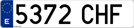 Ejemplo de matrícula de coche ordinaria 5372 CHF