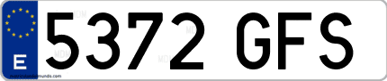 Ejemplo de matrícula de coche ordinaria 5372 GFS