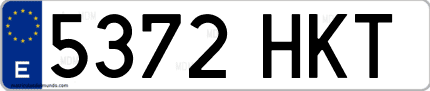 Ejemplo de matrícula de coche ordinaria 5372 HKT