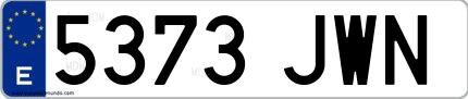 Ejemplo de matrícula española 5373 JWN