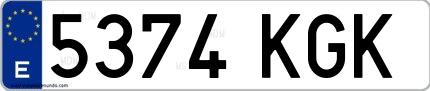 Ejemplo de matrícula española 5374 KGK