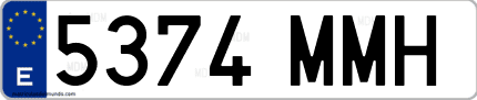 Ejemplo de matrícula de coche ordinaria 5374 MMH